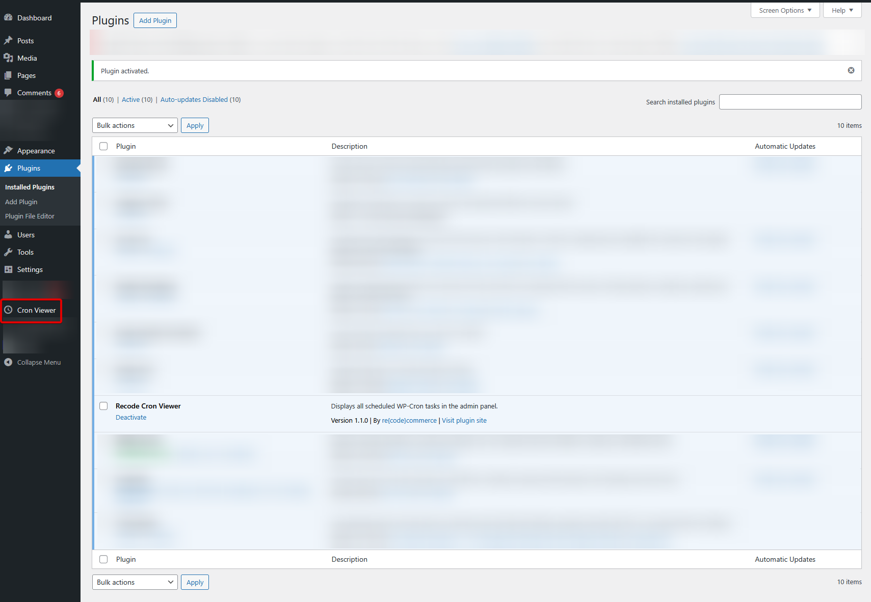 Re{code} Cron Viewer in WordPress Admin Menu